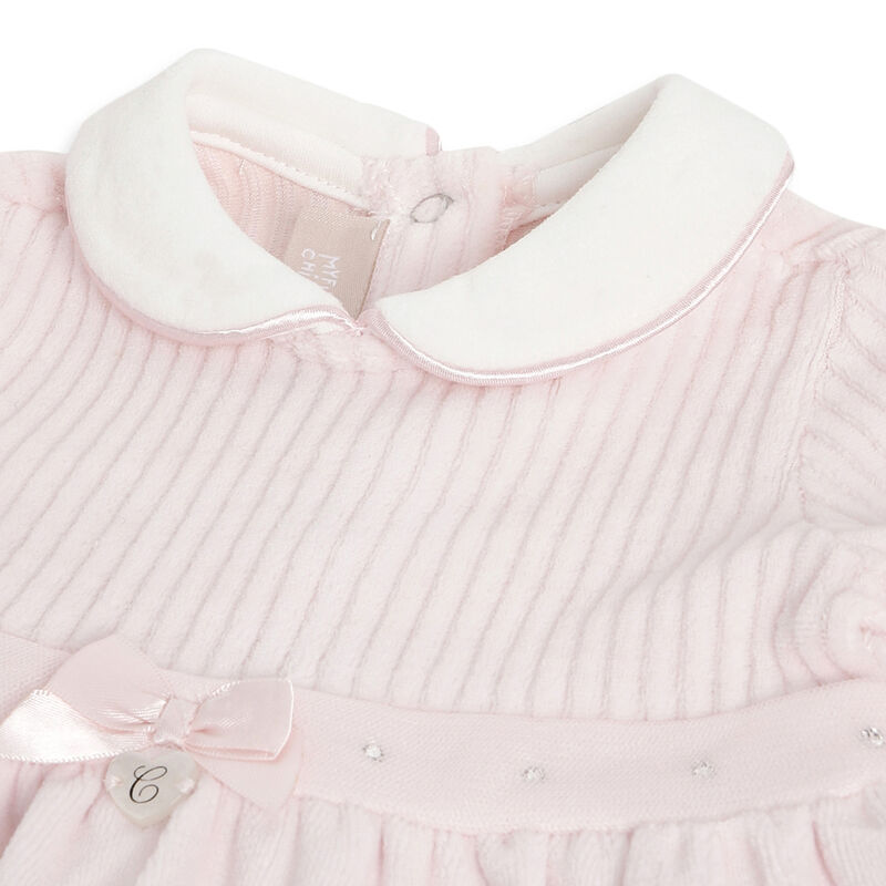 Girls Light Pink Embellished Long Sleeve Dress image number 2